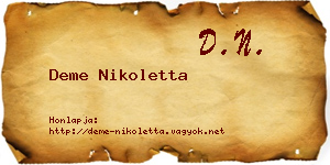Deme Nikoletta névjegykártya
